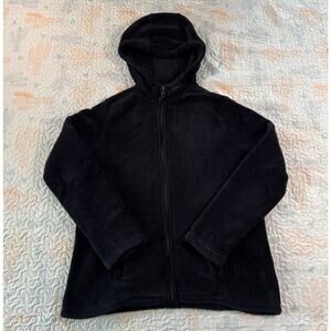 Basic Editions Black Fleece Zip Up Hoodie Women’s L Cozy Jacket